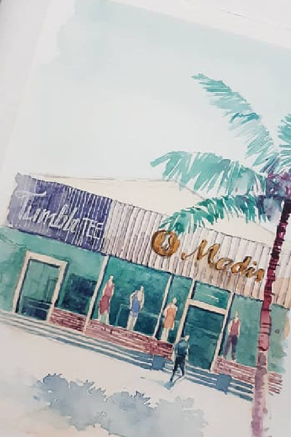 Store in Denpasar watercolor by Herditirto