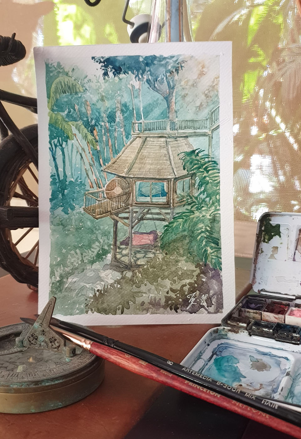 Sebatu Resort Bali 3_Watercolor by Herditirto Sebatu Resort Bali 3_Watercolor by Herditirto