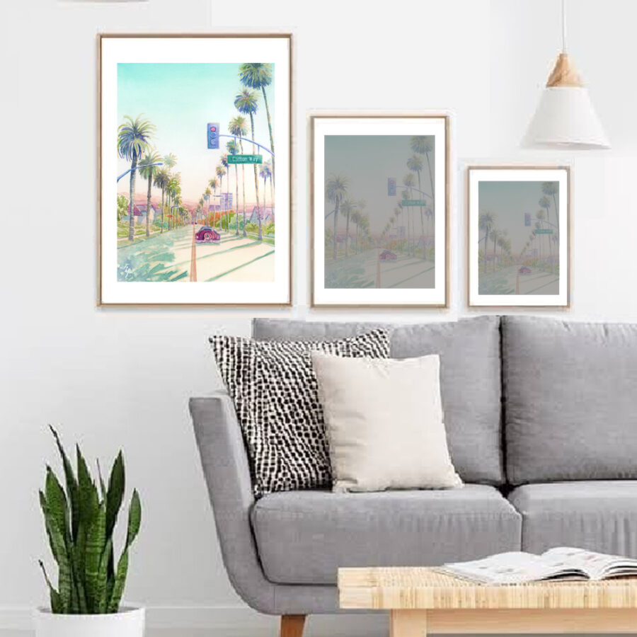 Clifton Street, Beverly Hills, CA, USA watercolor by Herditirto