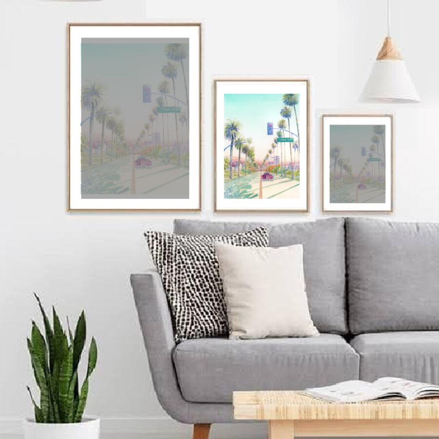 Clifton Street, Beverly Hills, CA, USA watercolor by Herditirto